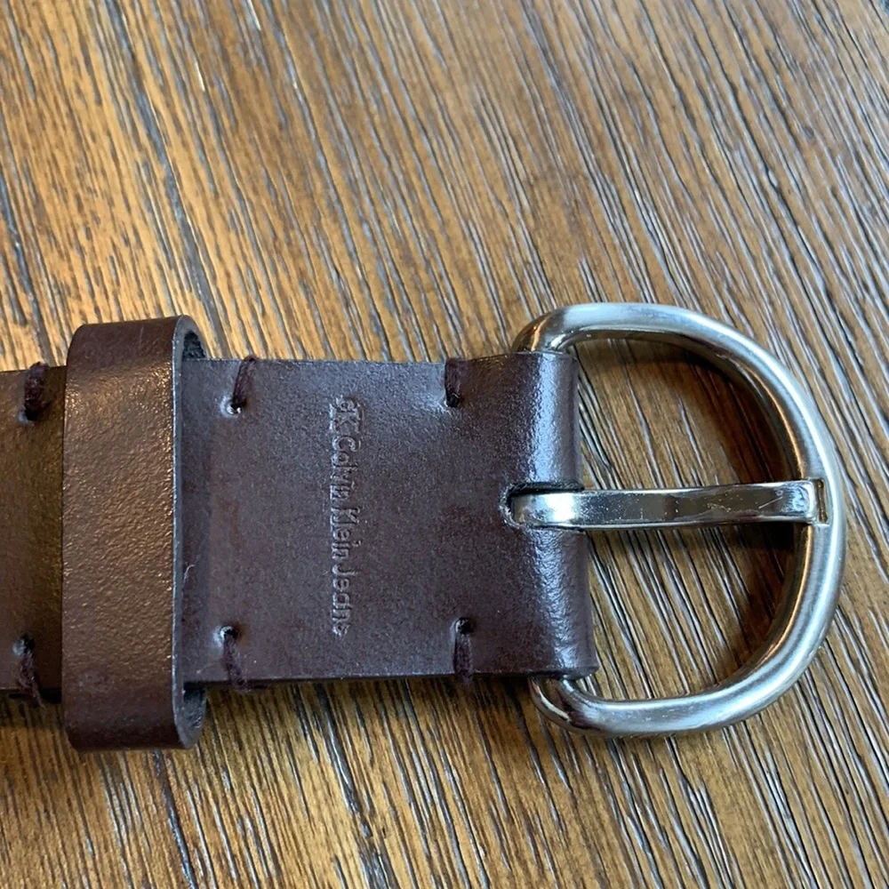 Calvin Klein Jeans Genuine Leather Wide Belt - Picture 6 of 10